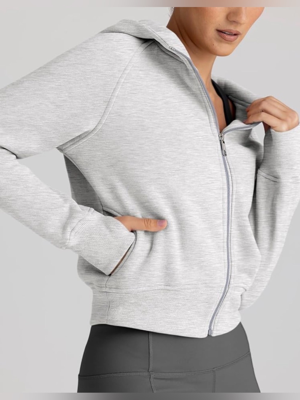 Zip Up Hoodie Sweatshirt Cropped Jacket Trendy Queen